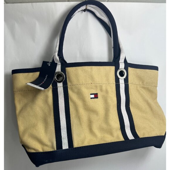 Tommy Hilfiger Canvas Hand Bag Purse Y2K Beige New NWT - Picture 1 of 6